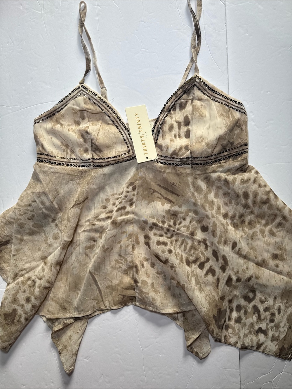 Thirty Thirty LA Animal Print Sequin Beaded Embroidered Y2K Cami - Size M - NWT